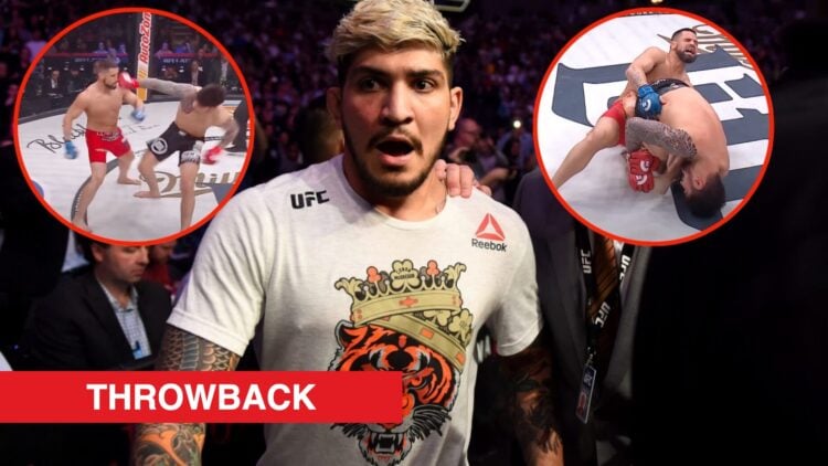 Dillon Danis looks shocked at UFC 229, insets from his MMA debut win over Kyle Walker.