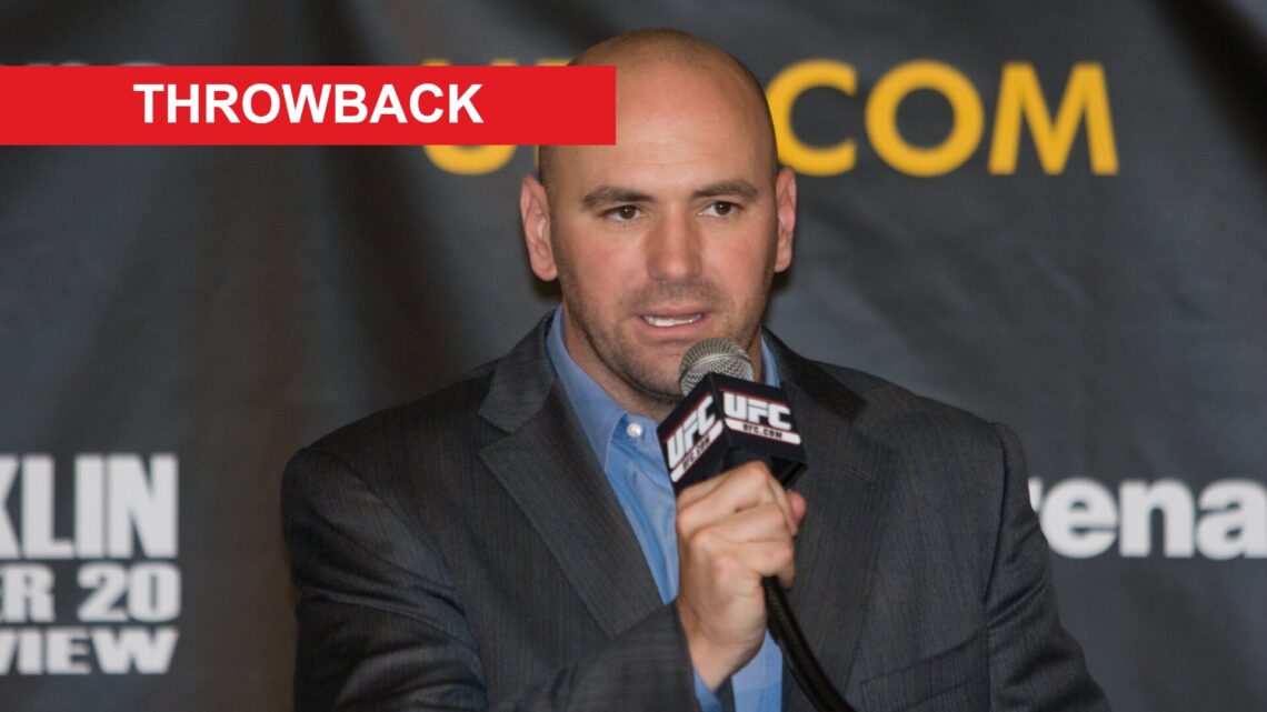 Dane White speaks into a microphone at the UFC 77 Press conference