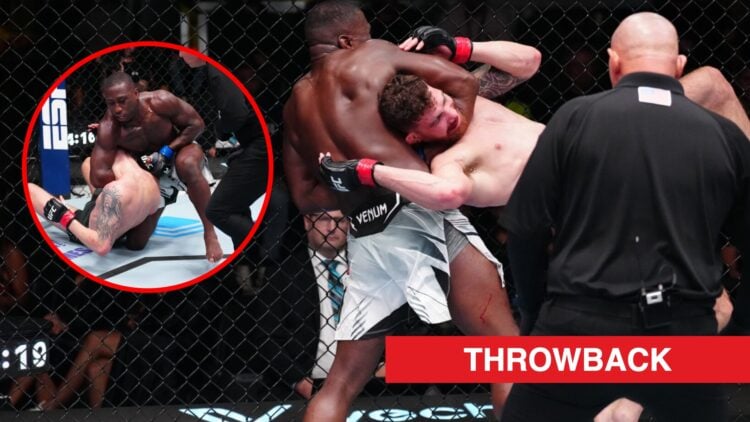 Tresean Gore submits Josh Fremd with a guillotine choke during their fight at UFC Vegas 63