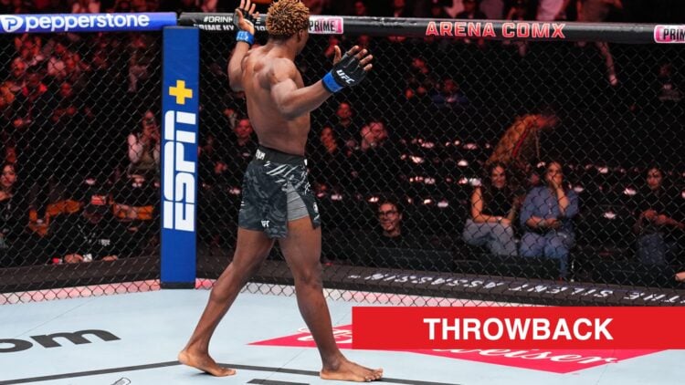 Ateba Gautier reacts following his win UFC debut win over Jose Medina