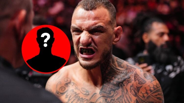 Renato Moicano walking out to UFC 317 fight, with mystery inset