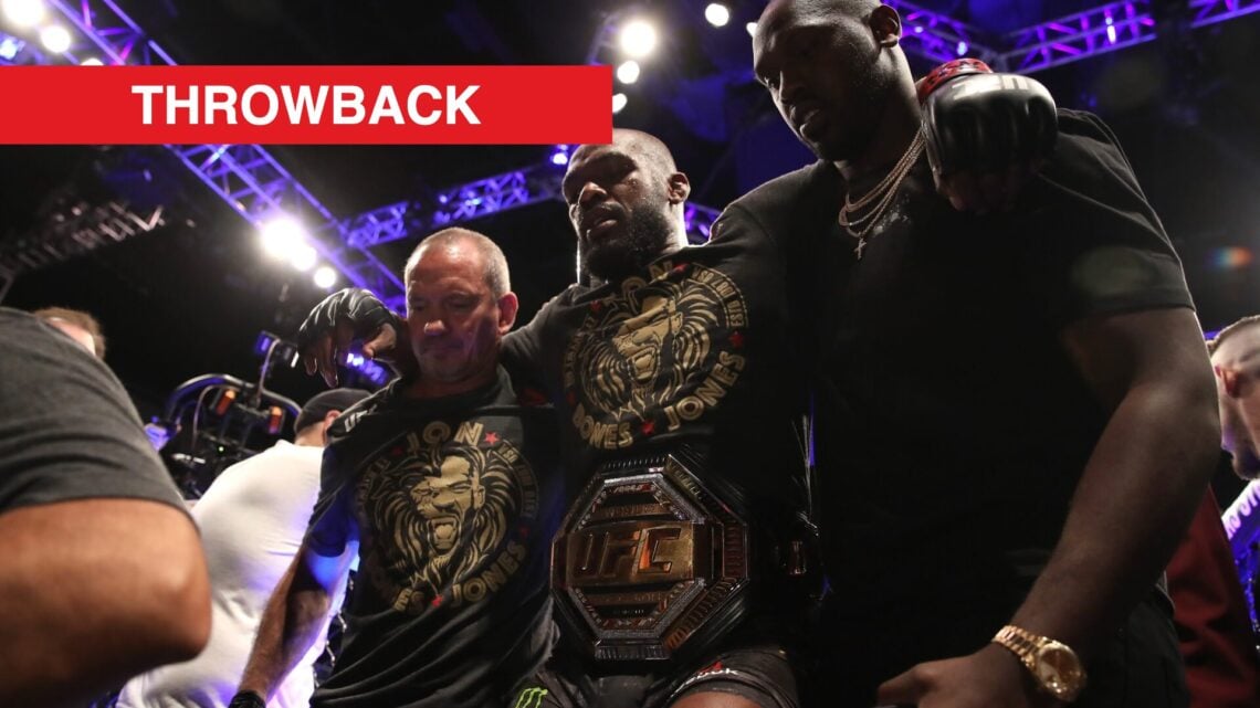 Jon Jones is carried out the Octagon after beating Thiago Santos at UFC 239.