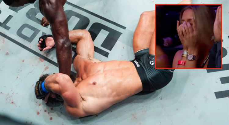 Fabian Edwards knocks out Dalton Rosta, inset screenshot of Dakota Ditcheva's reaction