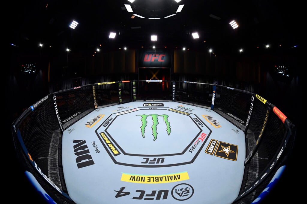 A general view of the Octagon at the UFC Apex ahead of UFC 255 in November, 2020