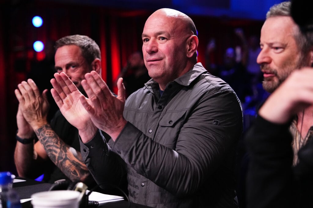 Dana White claps at his desk during Dana White's Contender Series