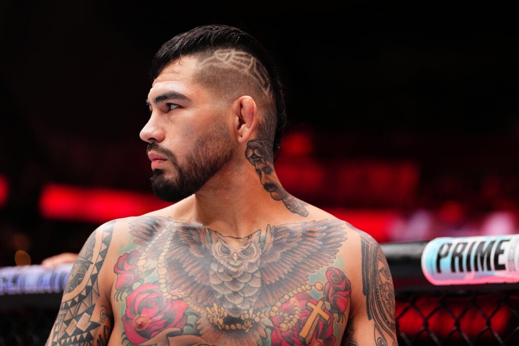 Anthony Hernandez looks sideways in the octagon before his fight with Brandan Allen