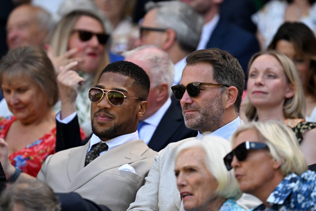 Anthony Joshua and Jake Paul during the Wimbledon 2025 final