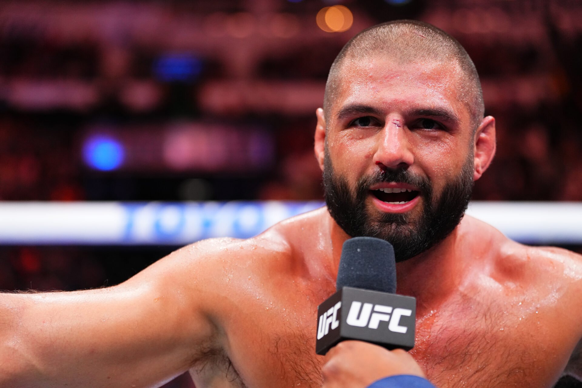 Image of Tuco Tokkos on the microphone at UFC Nashville