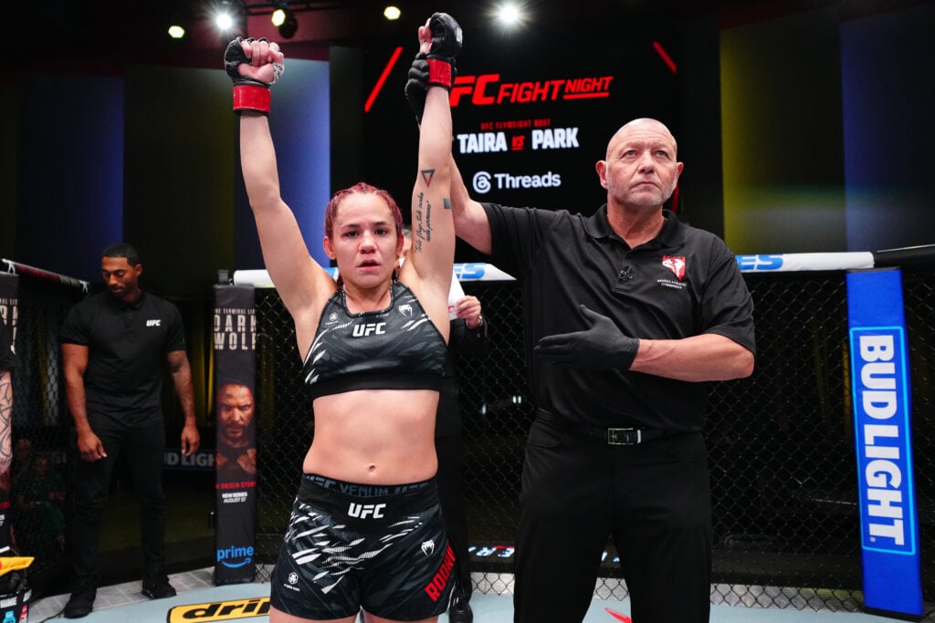 Piera Rodriguez getting her hand raised at UFC Vegas 108