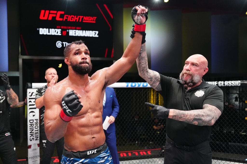 Julius Walker gets his hand raised over Raffael Cerqueira at UFC Vegas 109