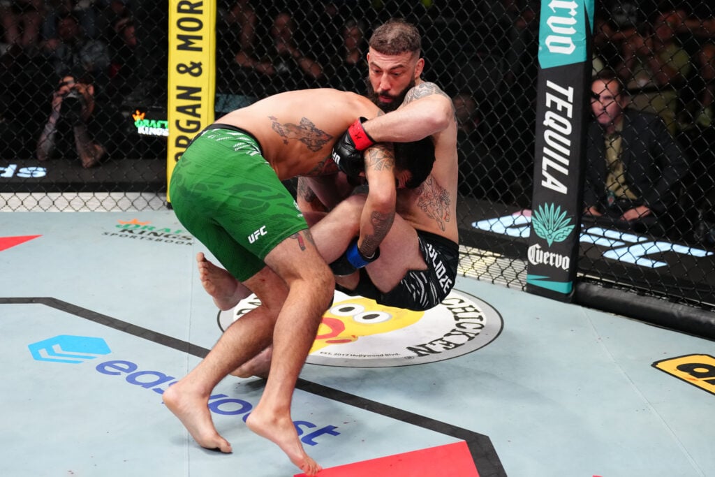Anthony Hernandez takes Roman Dolidze down during their fight at UFC Vegas 109