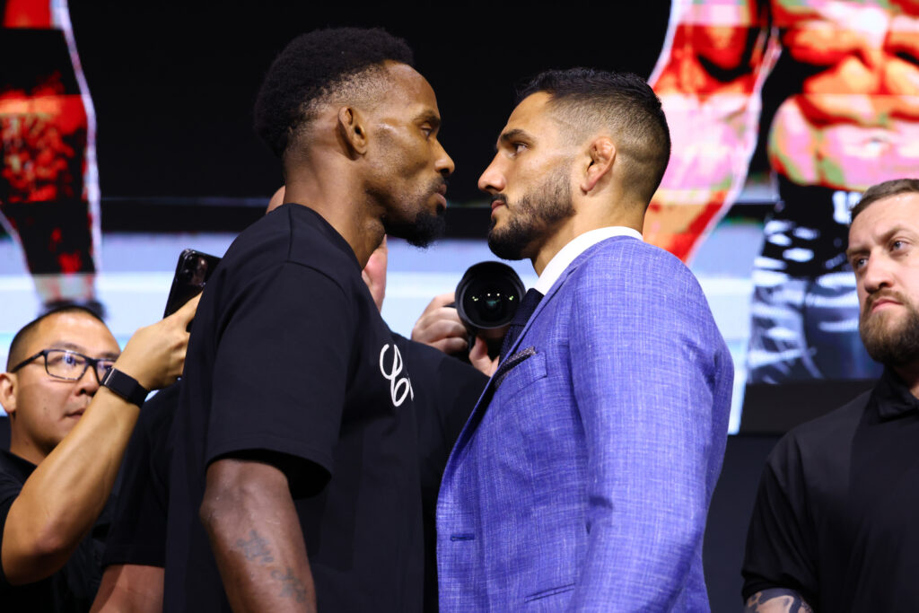 Lerone Murphy and Aaron Pico face off at the UFC 319 Press Conference
