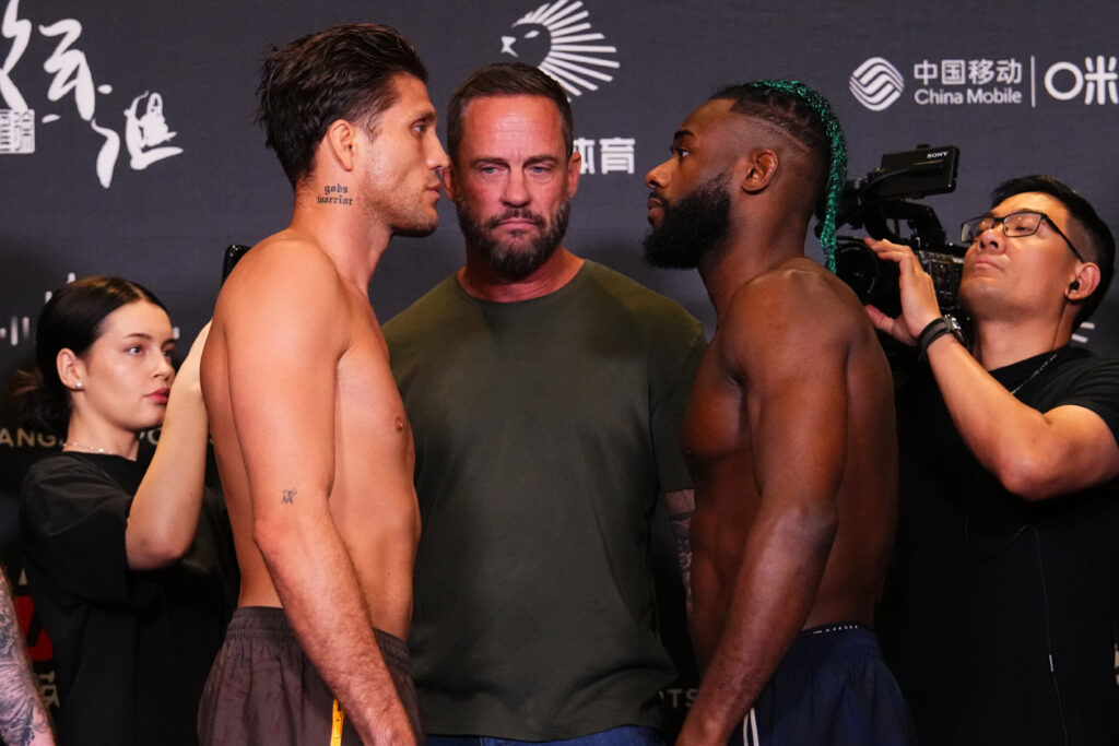 Brian Ortega faces off with Aljamain Sterling at UFC Shanghai Weigh-in