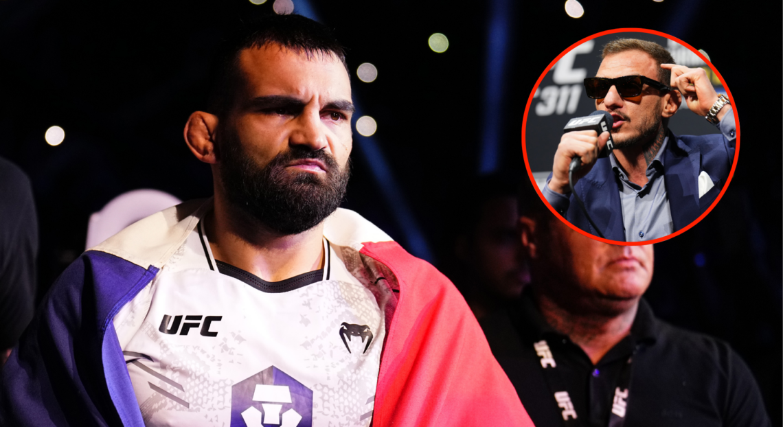 Benoit Saint-Denis walks to the Octagon for his fight against Dustin Poirier at UFC 299