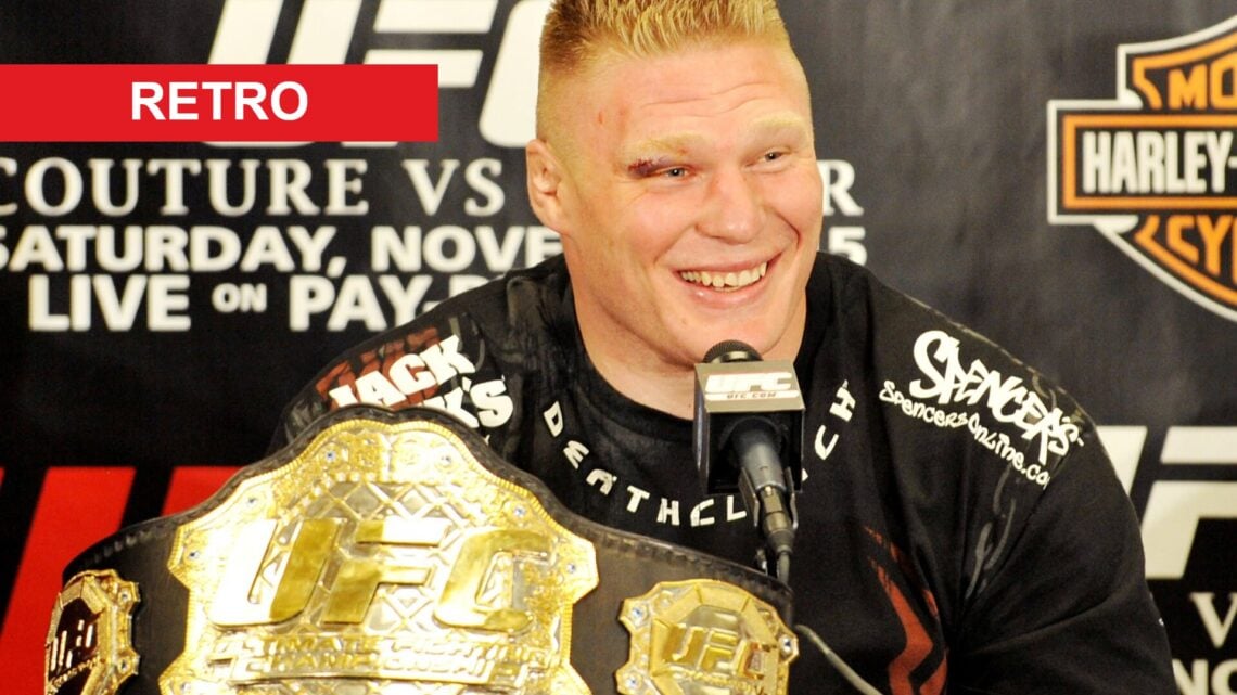 Brock Lesnar sat next to the UFC Heavyweight belt after UFC 91