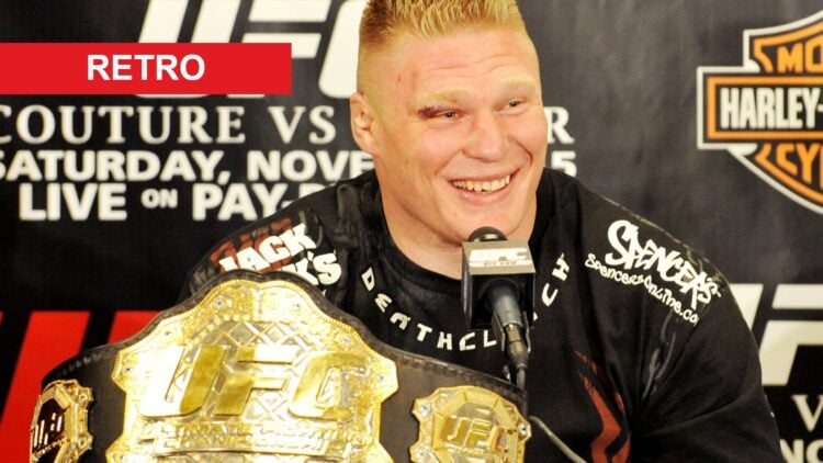 Brock Lesnar sat next to the UFC Heavyweight belt after UFC 91