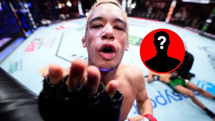 Bryan Battle in the UFC Octagon, with mystery inset