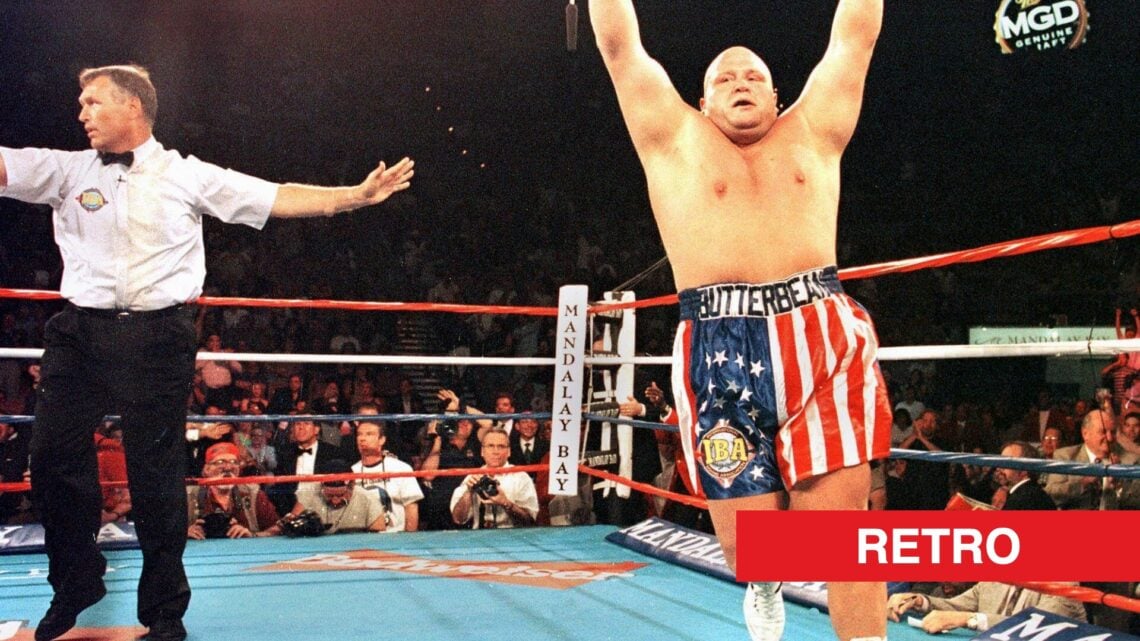 'Butterbean' Eric Esch celebrates a win in the boxing ring