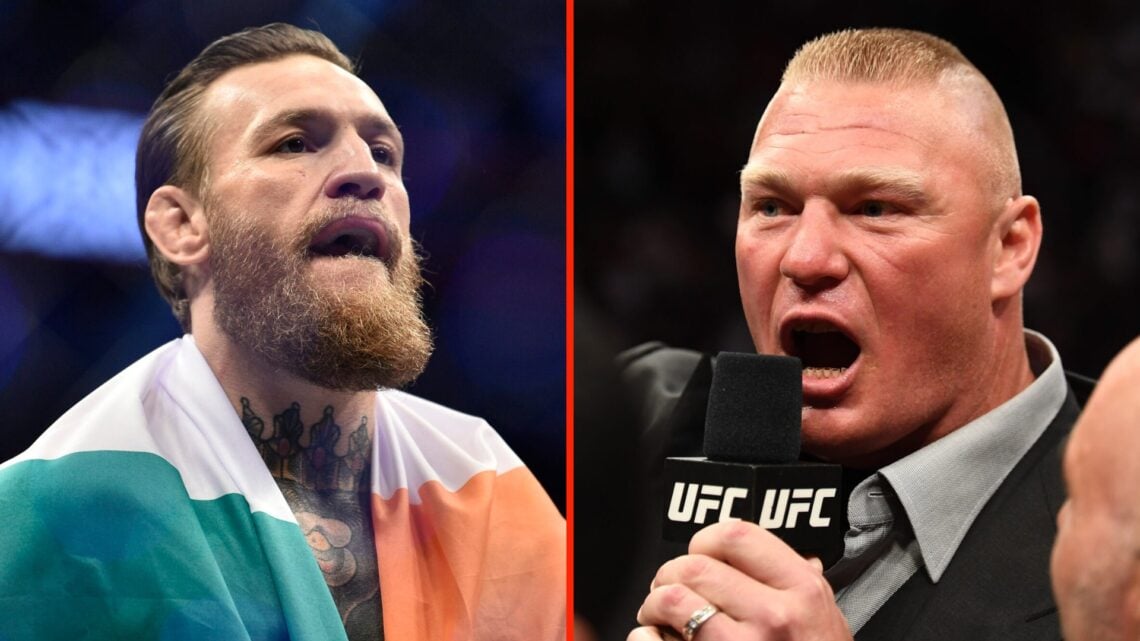 Conor McGregor celebrates after knocking out Donald Cerrone at UFC 246 and Brock Lesnar speaks following the main event of UFC 226