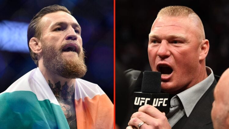 Conor McGregor celebrates after knocking out Donald Cerrone at UFC 246 and Brock Lesnar speaks following the main event of UFC 226
