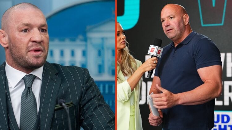 Conor McGregor during a speech at the White House split with Dana White following Dana White's Contender Series season 9 week 1