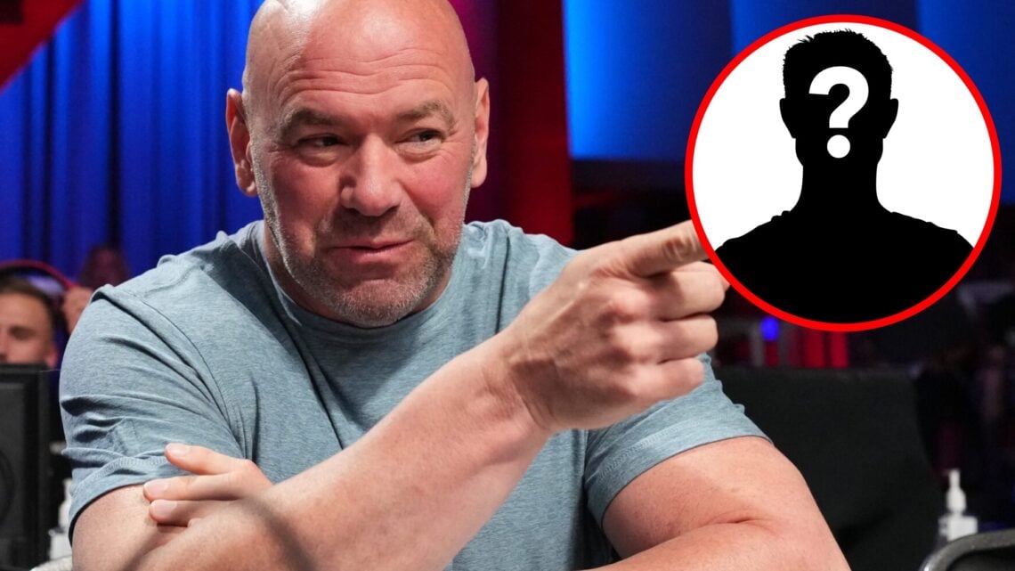 Dana White points during week 9 of season 6 of Dana White's Contender Series at the UFC Apex, inset mystery icon