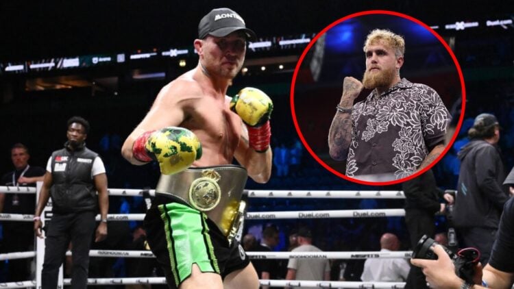 Main: Darren Till celebrates after knocking out Luke Rockhold in their fight at Misfits Boxing 22. Inset: Jake Paul attends the rematch between Ole...