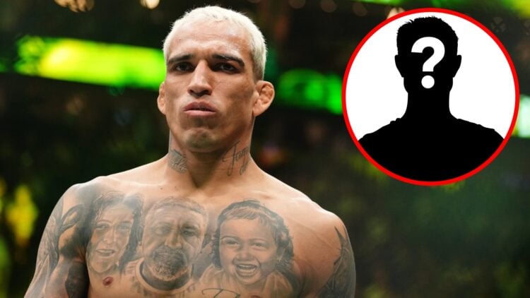 Charles Oliveira enters the Octagon to face Ilia Topuria at UFC 317, inset mystery icon