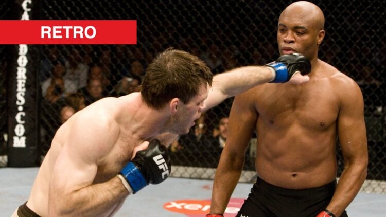 Anderson Silva dodges a punch from Forrest Griffin at UFC 101.