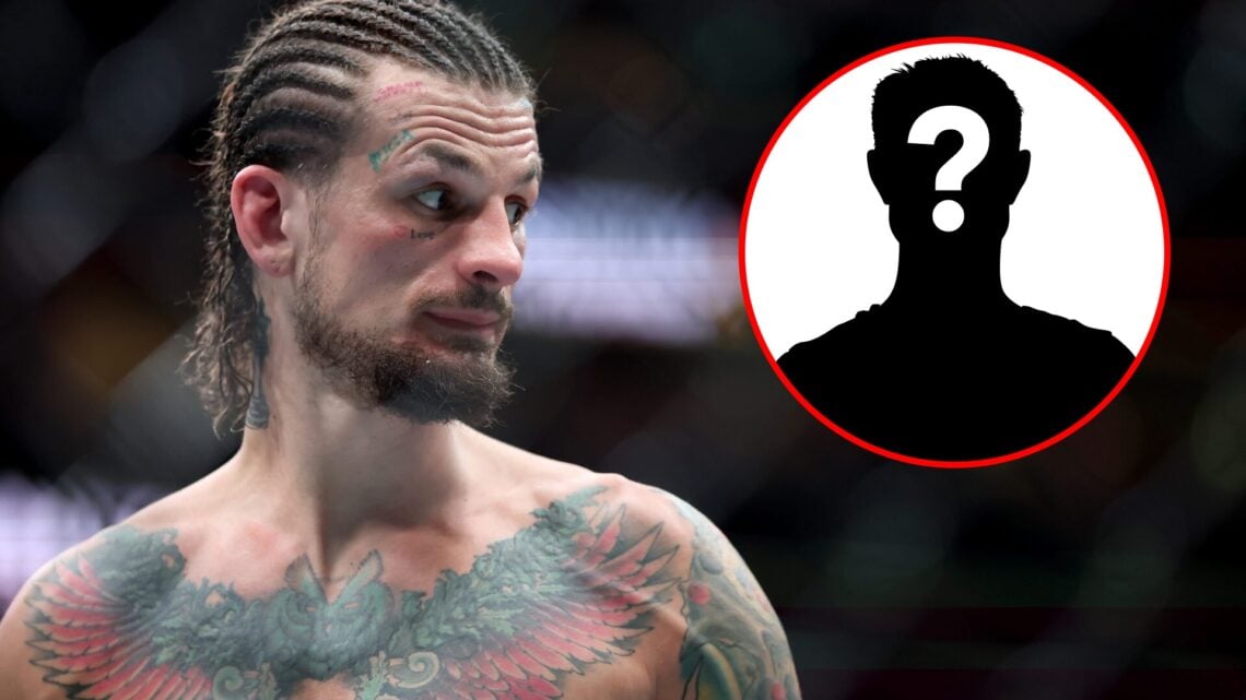 Sean O'Malley inside the cage for his title fight against Merab Dvalishvili at UFC 316, inset mystery
