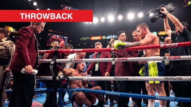 Canelo Alvarez moments after knocking out Sergey Kovalev