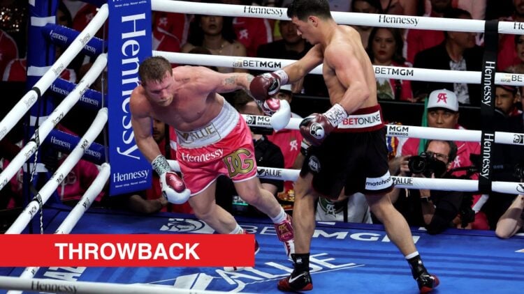 Dmitry Bivol lands huge punch on Canelo Alvarez during title fight