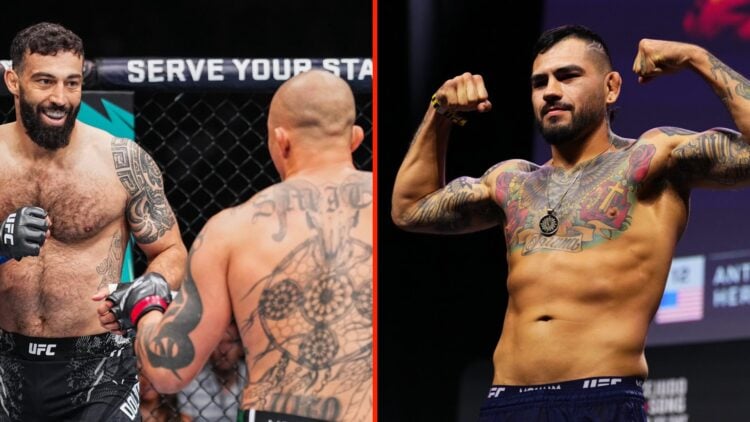 Roman Dolidze squares up to his opponent at UFC 303 and Anthony Hernandez shirtless at the UFC fight night weigh in