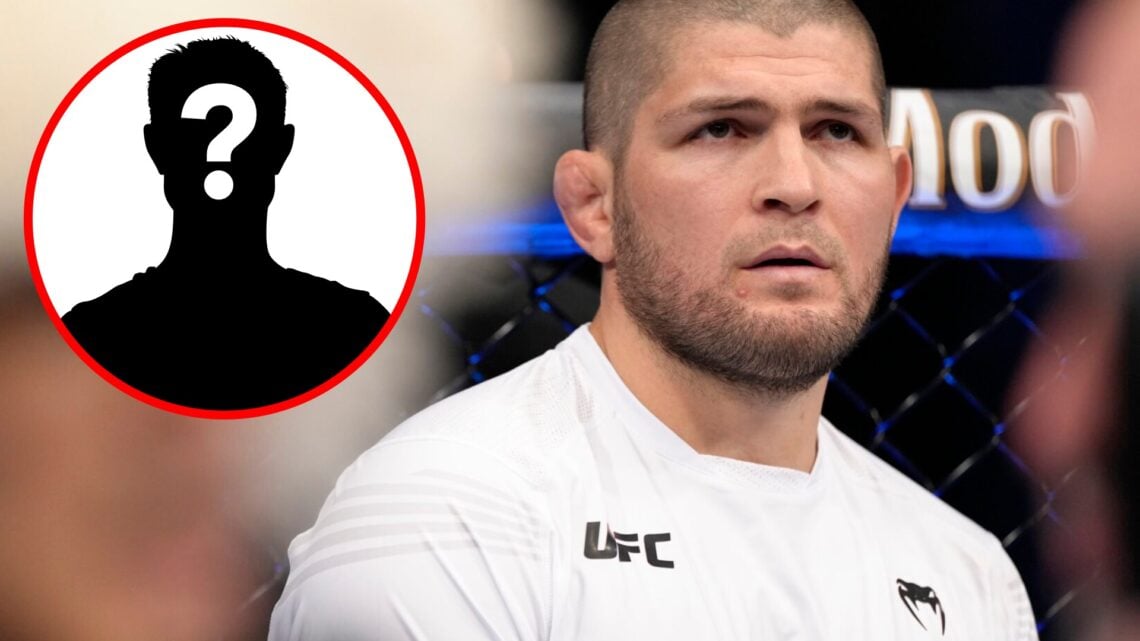Khabib Nurmagomedov corners Umar Nurmagomedov at UFC 272, inset mystery icon