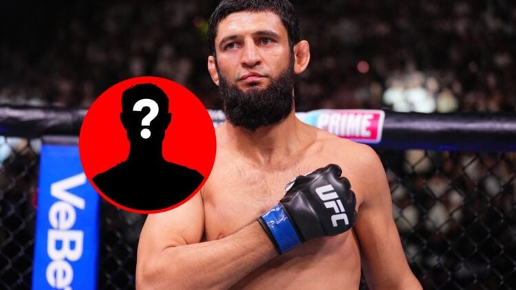 Khamzat Chimaev at UFC 308, with mystery inset