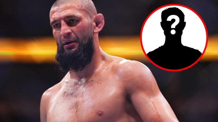 Khamzat Chimaev in between rounds at UFC 319, mystery pop out