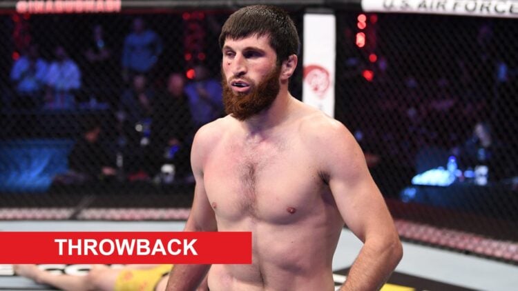 Magomed Ankalaev in the Octagon after his knockout win over Ion Cutelaba at UFC 254 in October, 2020.