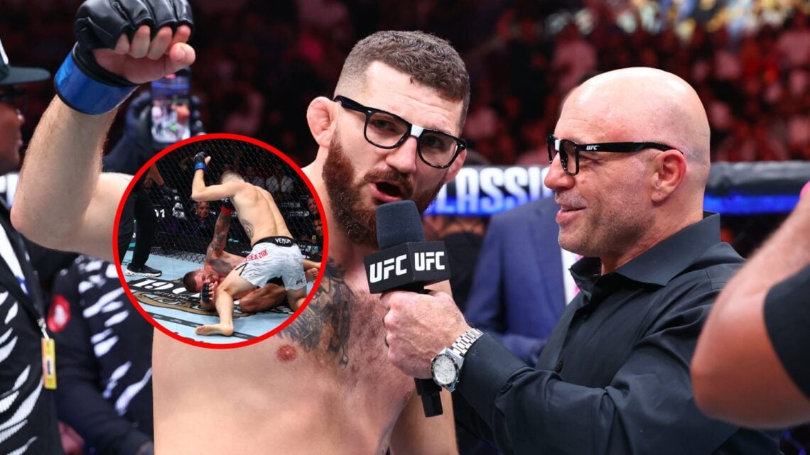 Michał Oleksiejczuk speaking to Joe Rogan at UFC 319, Michał Oleksiejczuk knocking out Gerald Meerschaert