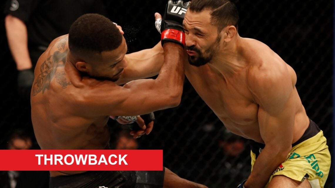Michel Pereira punches Danny Roberts at UFC Rochester in New York, inset exclusive banner