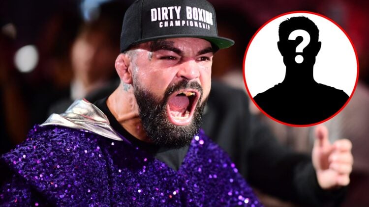 Mike Perry walks to the ring for his boxing match against Jake Paul, inset mystery