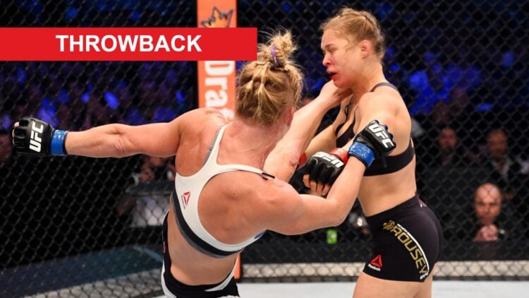Holly Holm knocks out Ronda Rousey with a high kick at UFC 193