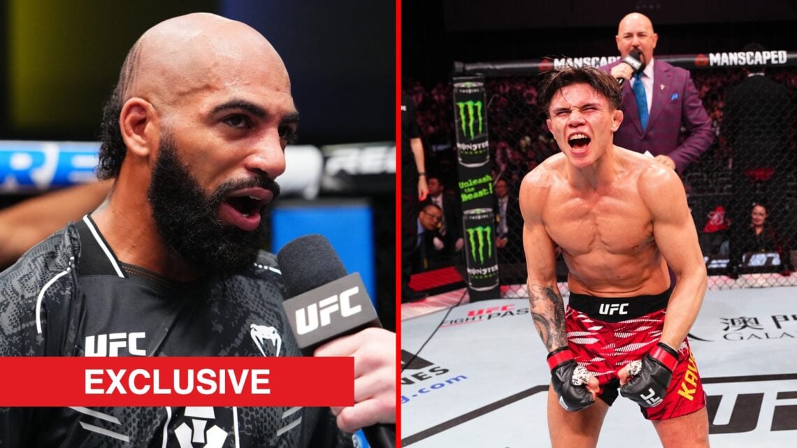 Split image of Charles Johnson and Lone'er Kavanagh in UFC Octagon