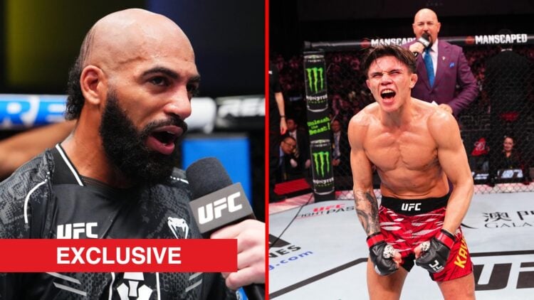 Split image of Charles Johnson and Lone'er Kavanagh in UFC Octagon