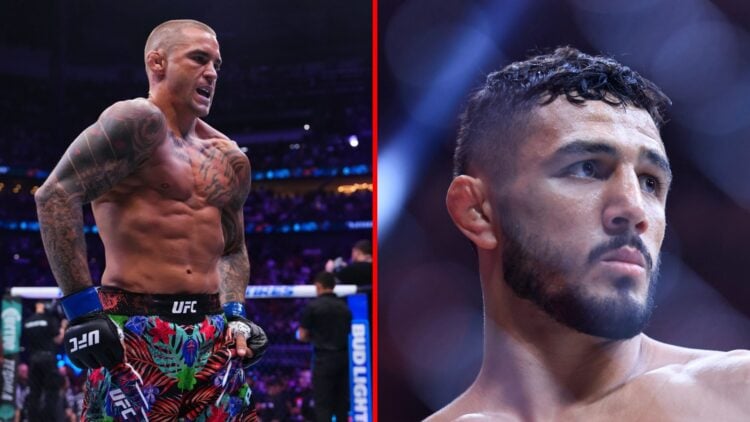 Split image of Dustin Poirier at UFC 318, Aaron Pico at UFC 319