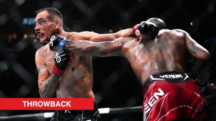 King Green punches Tony Ferguson during their fight at UFC 291