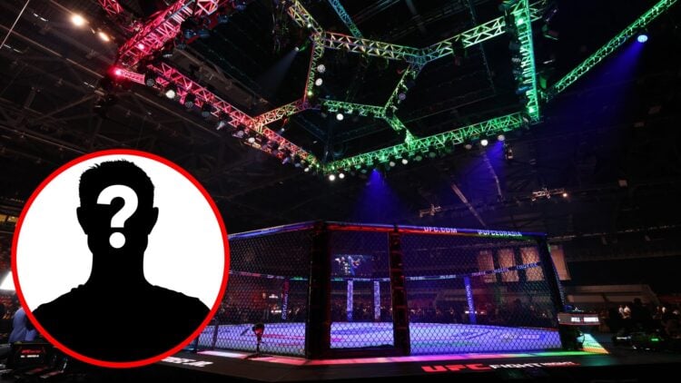 A general view of the Octagon prior to UFC Baku in Azerbaijan, inset mystery icon