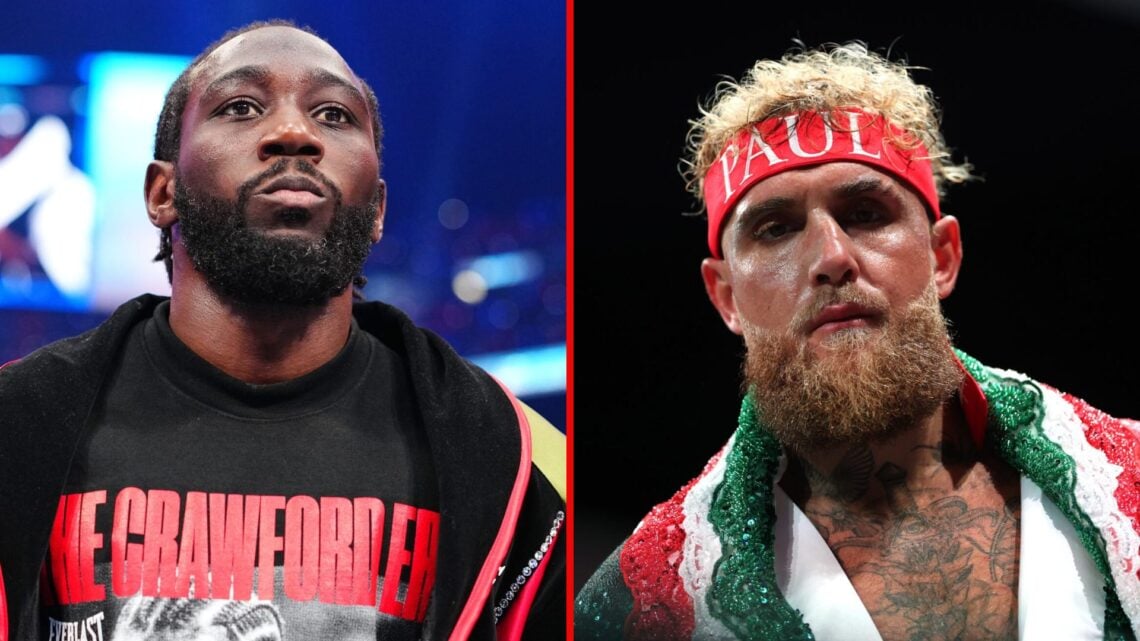 Split image of Terence Crawford and Jake Paul ahead of fights