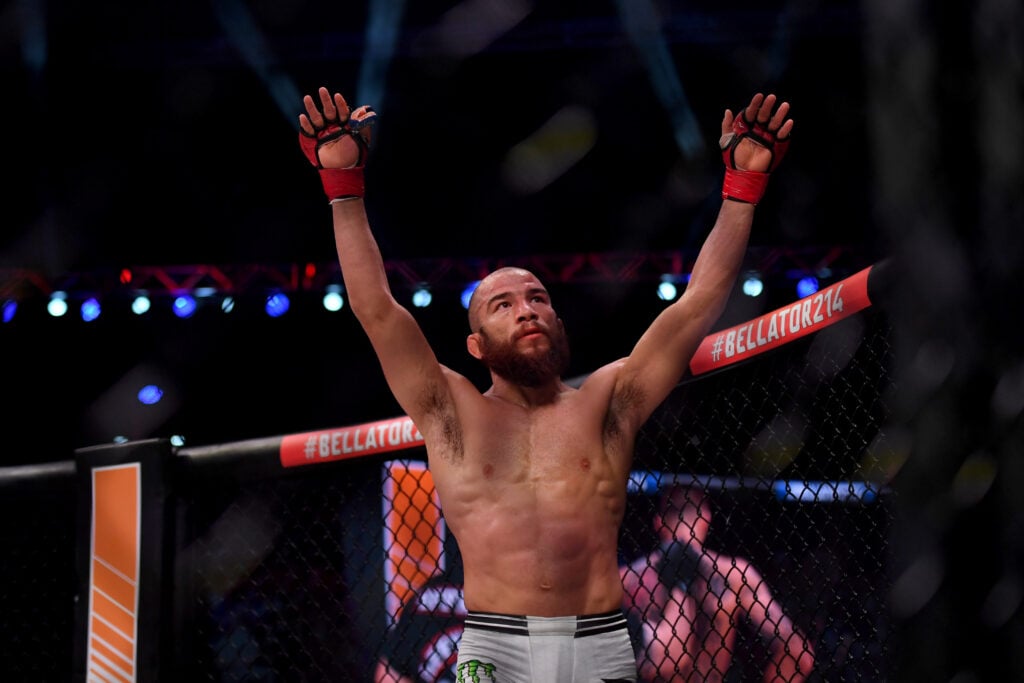 Juan Archuleta in the cage at Bellator 214