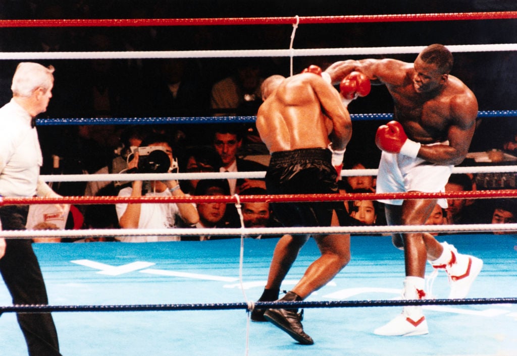 James 'Buster' Douglas lands a punch on Mike Tyson during their 1990 fight