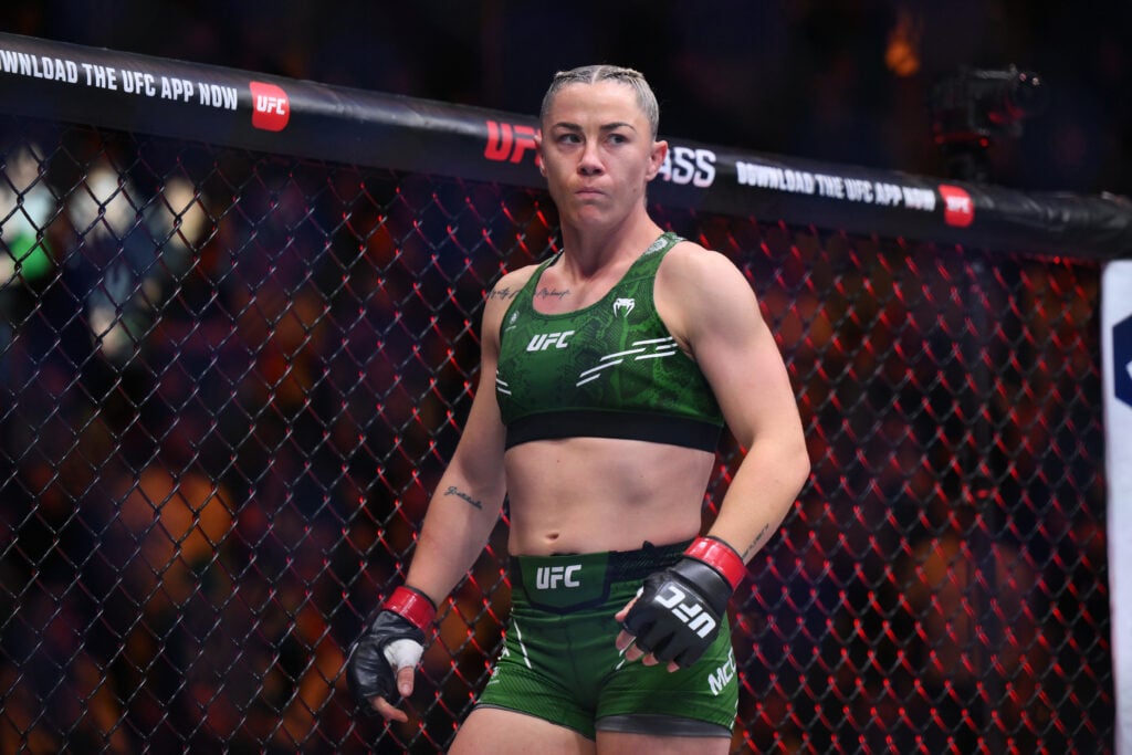 Molly McCann in the Octagon at UFC London
